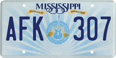 MS license plate AFK307