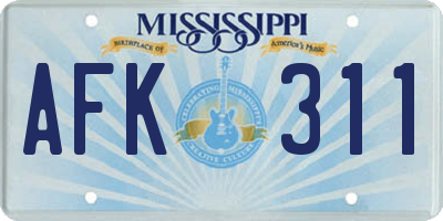 MS license plate AFK311
