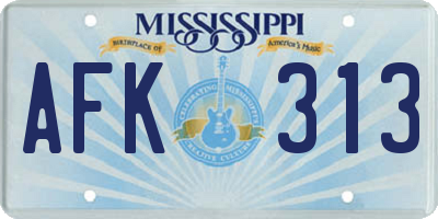 MS license plate AFK313