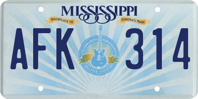 MS license plate AFK314