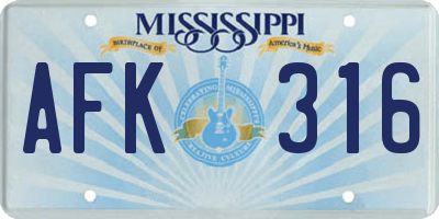 MS license plate AFK316