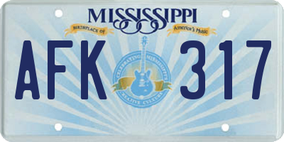MS license plate AFK317