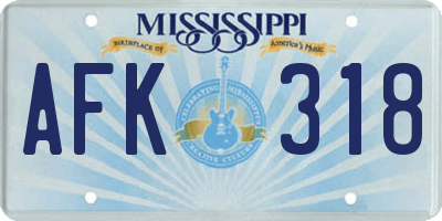 MS license plate AFK318