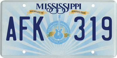 MS license plate AFK319