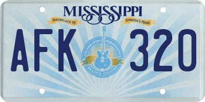 MS license plate AFK320