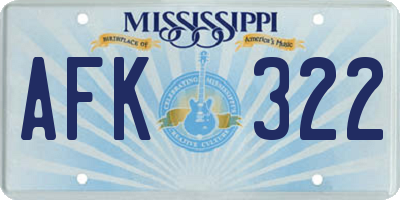 MS license plate AFK322