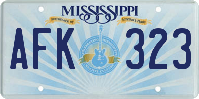 MS license plate AFK323
