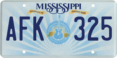 MS license plate AFK325