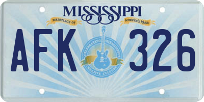 MS license plate AFK326