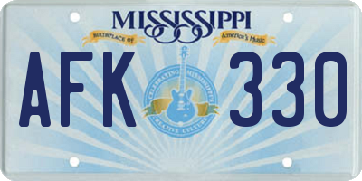 MS license plate AFK330