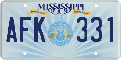 MS license plate AFK331