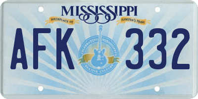 MS license plate AFK332