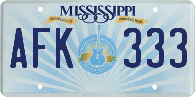 MS license plate AFK333