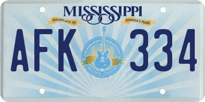 MS license plate AFK334