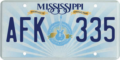 MS license plate AFK335