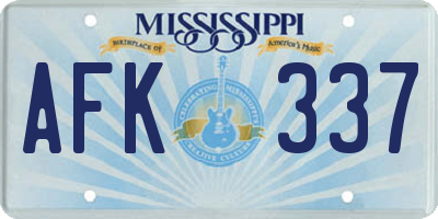 MS license plate AFK337