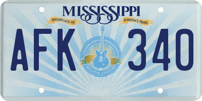 MS license plate AFK340