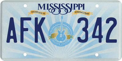 MS license plate AFK342