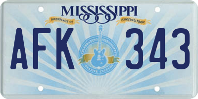 MS license plate AFK343