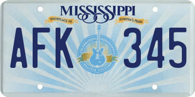 MS license plate AFK345