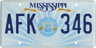 MS license plate AFK346
