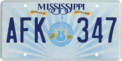MS license plate AFK347