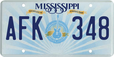 MS license plate AFK348