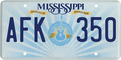 MS license plate AFK350