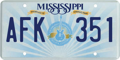 MS license plate AFK351