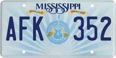 MS license plate AFK352