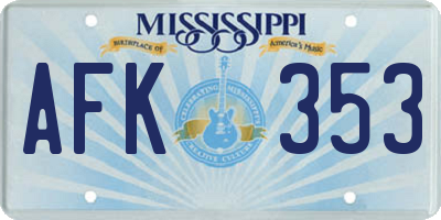 MS license plate AFK353