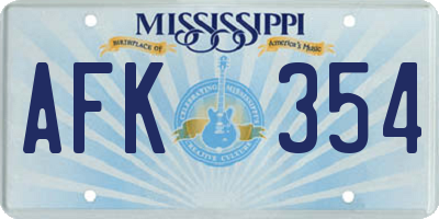 MS license plate AFK354