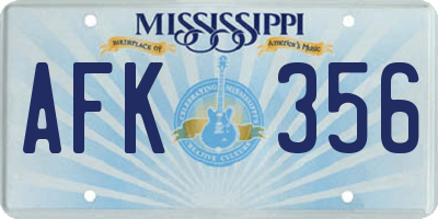 MS license plate AFK356