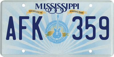 MS license plate AFK359