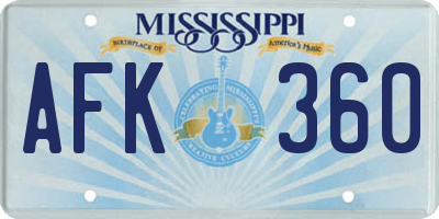 MS license plate AFK360