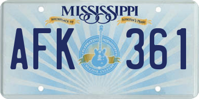 MS license plate AFK361