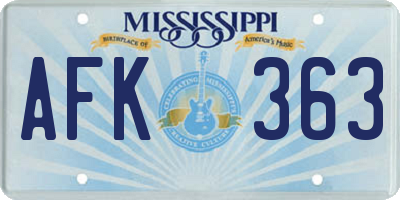 MS license plate AFK363