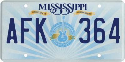 MS license plate AFK364