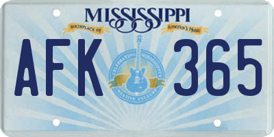 MS license plate AFK365