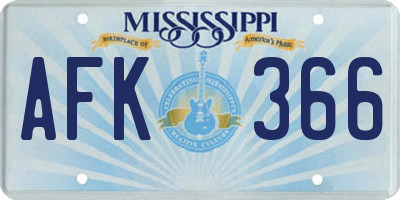 MS license plate AFK366