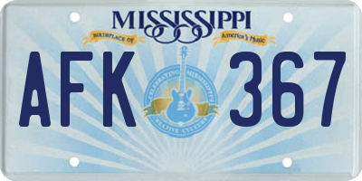 MS license plate AFK367