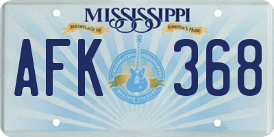 MS license plate AFK368