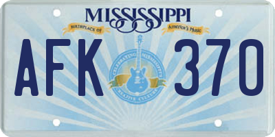 MS license plate AFK370