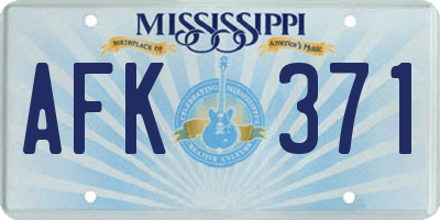 MS license plate AFK371