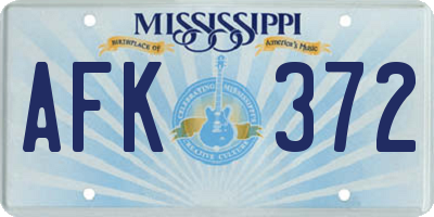 MS license plate AFK372