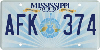 MS license plate AFK374