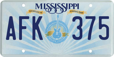 MS license plate AFK375