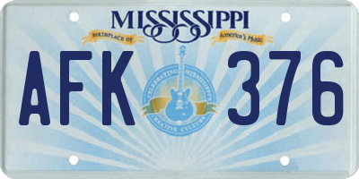 MS license plate AFK376