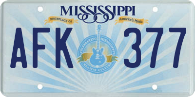 MS license plate AFK377