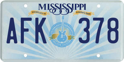 MS license plate AFK378